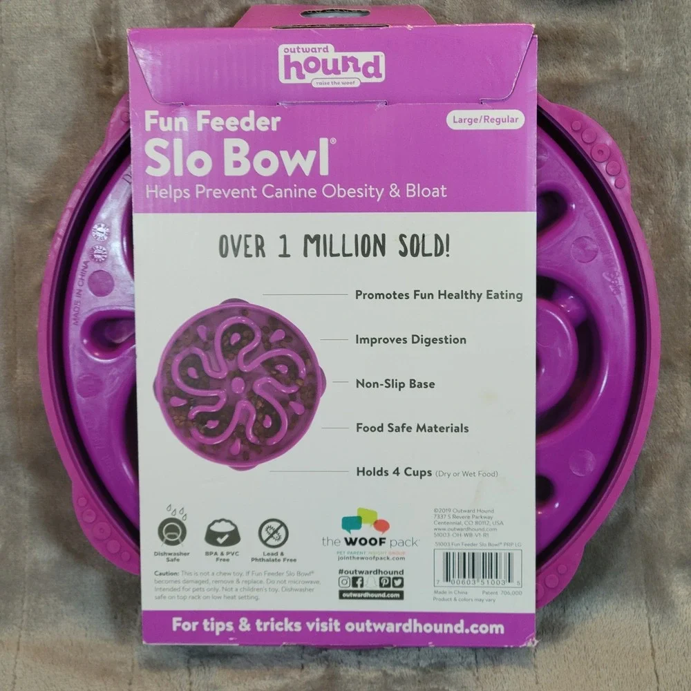 Outward Hound Fun Feeder Slo Bowl Dog Large Purple Slow Feeder Maze Bowl